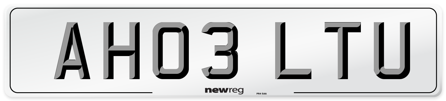 AH03 LTU Number Plate from New Reg